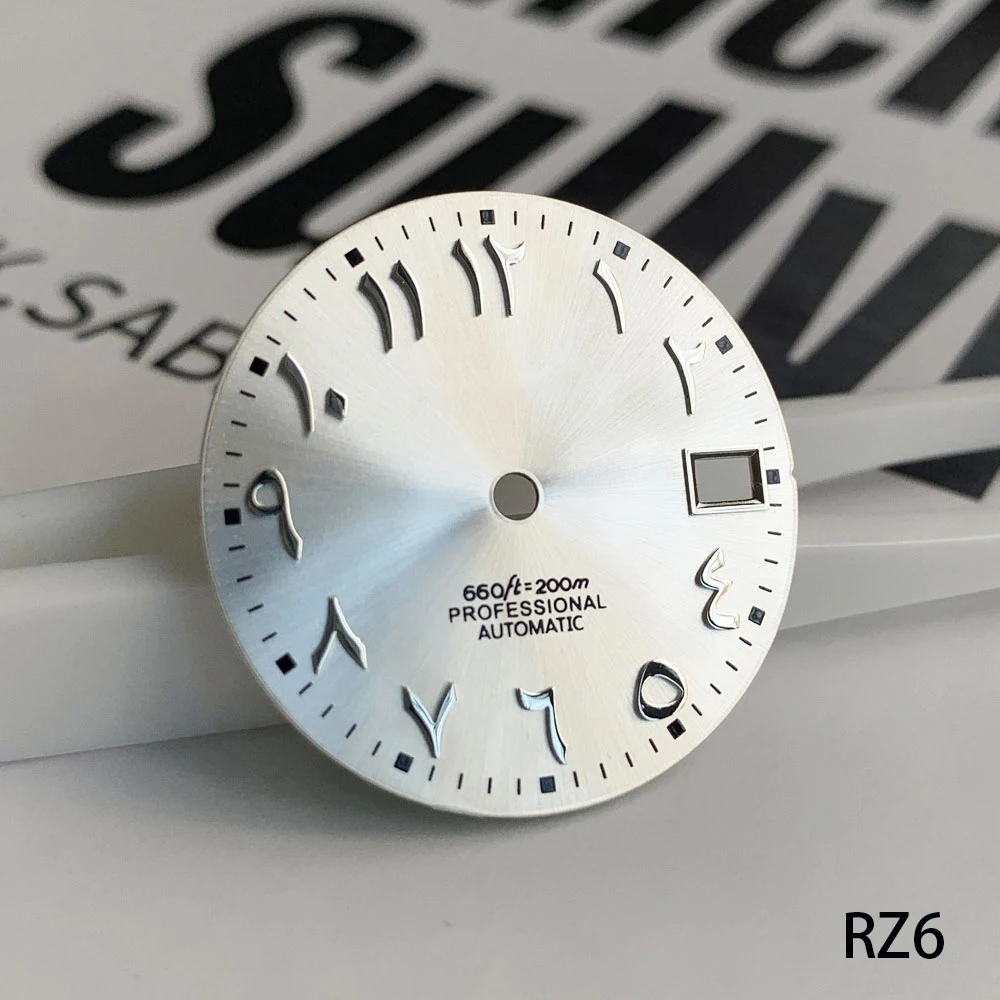 28.5mm silver nail Arabic alphabet non luminous dial, suitable for nh dail 35/36movement watch accessories