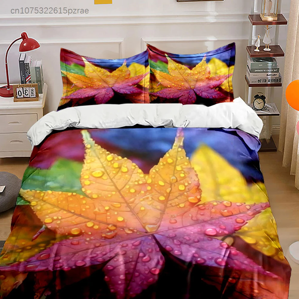 Autumn Leaf Set - Home Decor Multiple Sizes kid's And adults' Bedroom Exquisite 3PC Bedding set, Gift