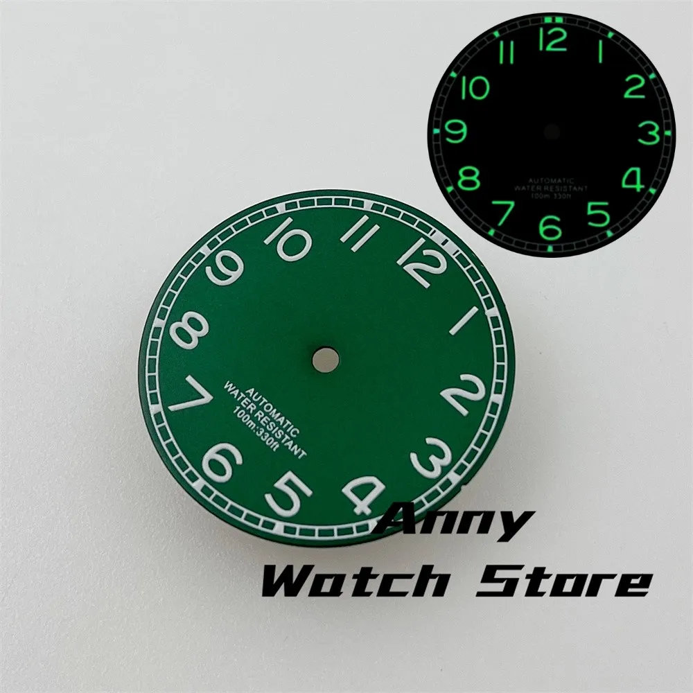 29mm Watch Dial For NH35 NH36 ETA2824 2836 Miyota8215 DG2813 3804 Movement With 12 Hours Number Digital Green Luminous