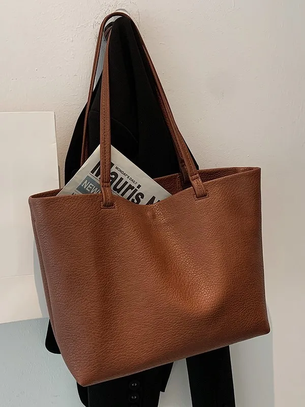 

Большая вместительная сумка через плечо из натуральной кожи для женщин MK NB Flagip Commuter, винтажная сумка-тоут, корейская сумка для мобильного телефона