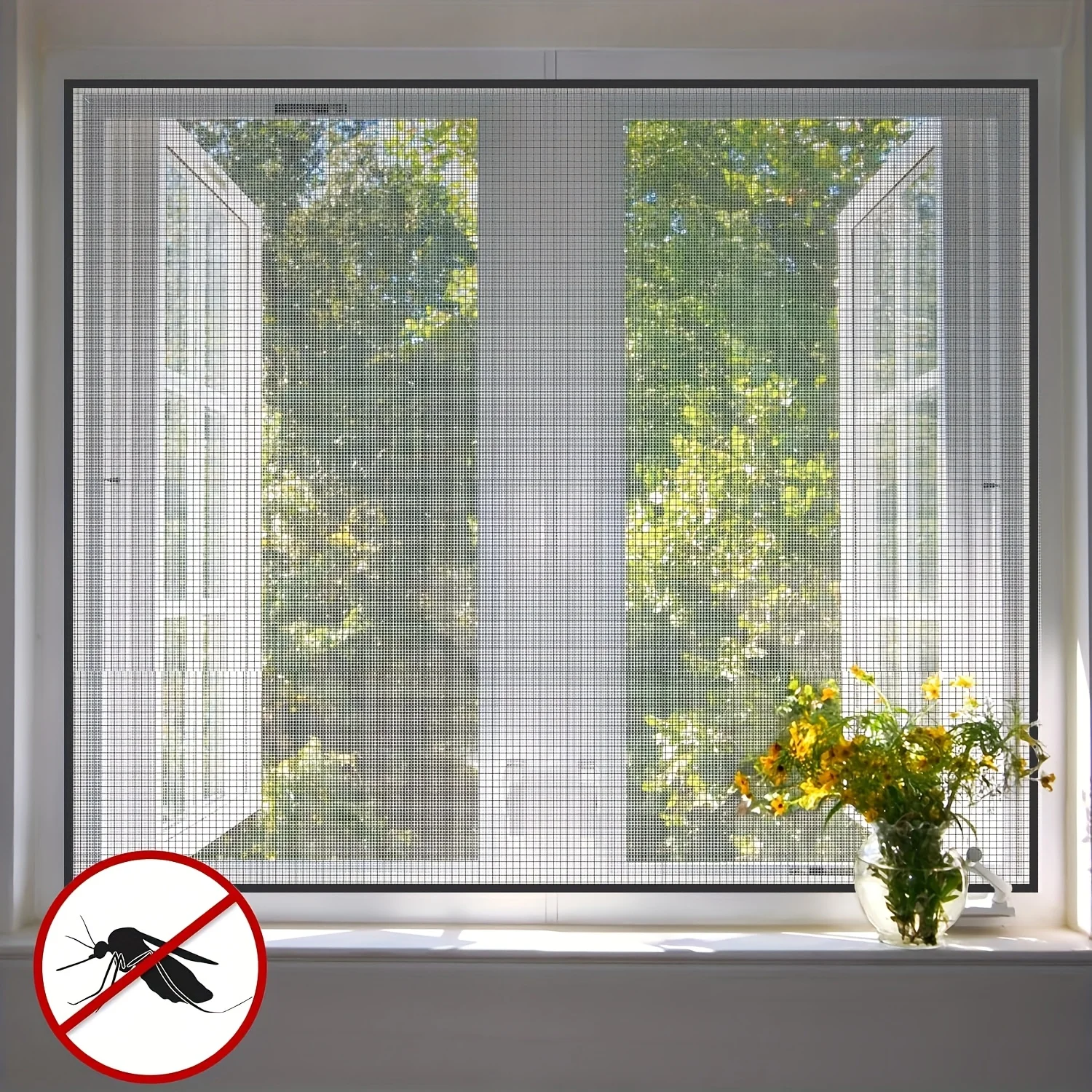 4Pcs Self-Adhesive Window Mosquito Nets Invisible Mesh Easy to Install Protective Window Screen for Bedroom Anti-Insect Curtains
