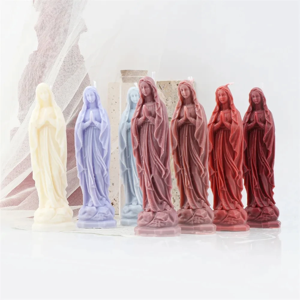 Jesus and Virgin Mary Silicone Candle Molds DIY Jesus Family Statue Plaster Mold Epoxy Resin Art Making Kit Church Wedding Decor