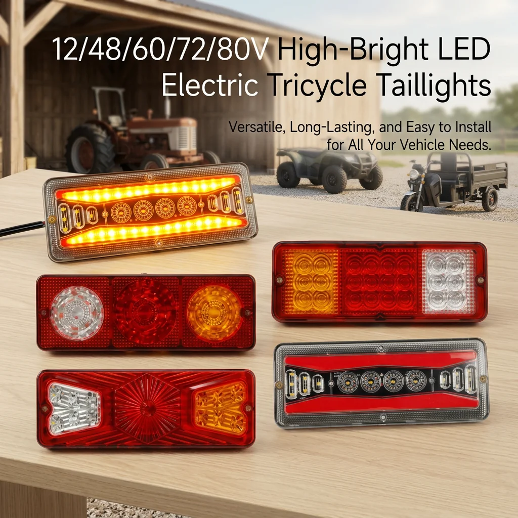 23CM 12V 48V 60/72/80V LED Tail Light for Tricycle Tractor Trailer, Turn Signal Brake Lamp Rear Light Universal Waterproof