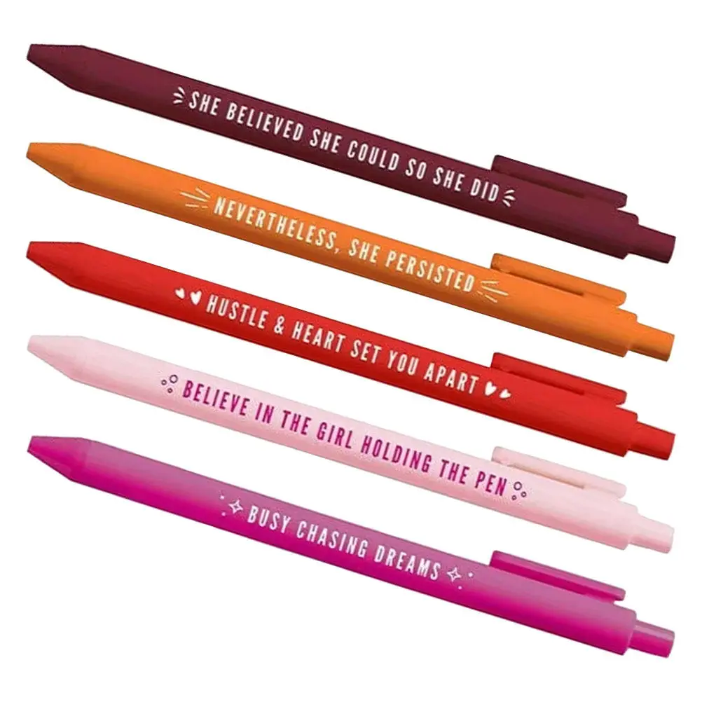 

Набор из 5 гелевых ручек для женщин с вдохновляющими цитатами, для плавного письма, с удобным захватом, для ежедневного использования, мотивационный набор ручек для работы