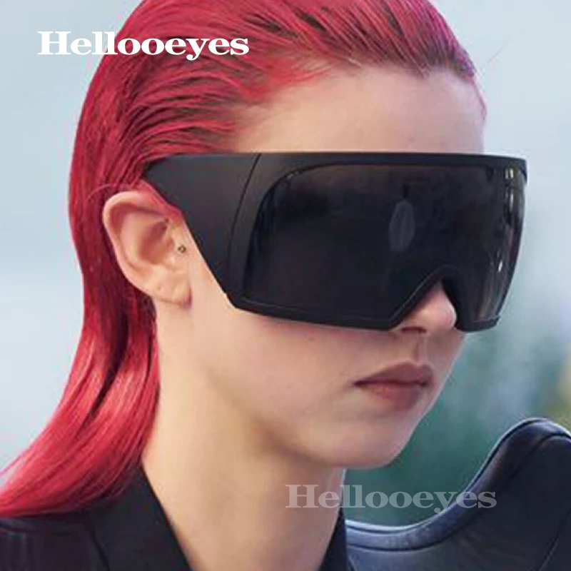 

Oversized Vintage Punk Sunglasses Women Men New Luxury Brand Designer Goggle Sport Sun Glasses One Piece Outdoor Shades UV400