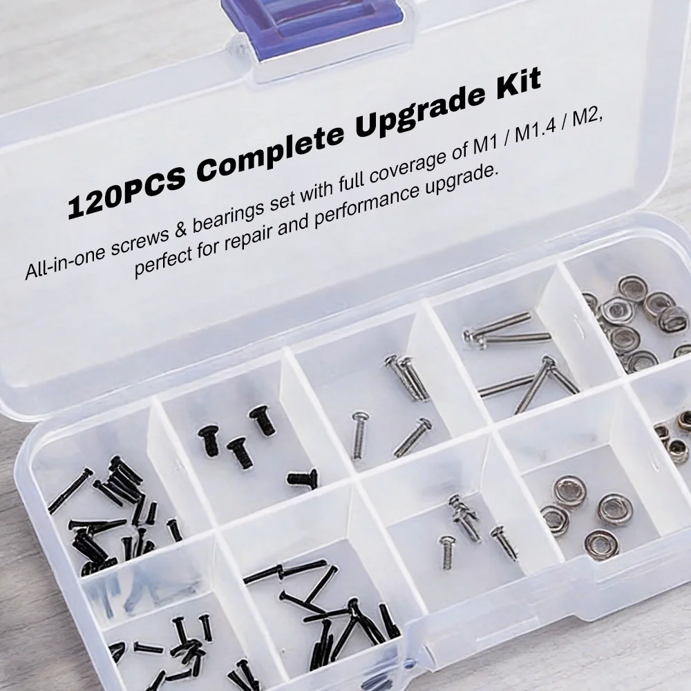 9IMOD SCX30 Screw & Bearing Kit 120PCS Stainless Steel RC Upgrade Set with M1 M1.4 M2 Screws Bearings for Axial SCX30