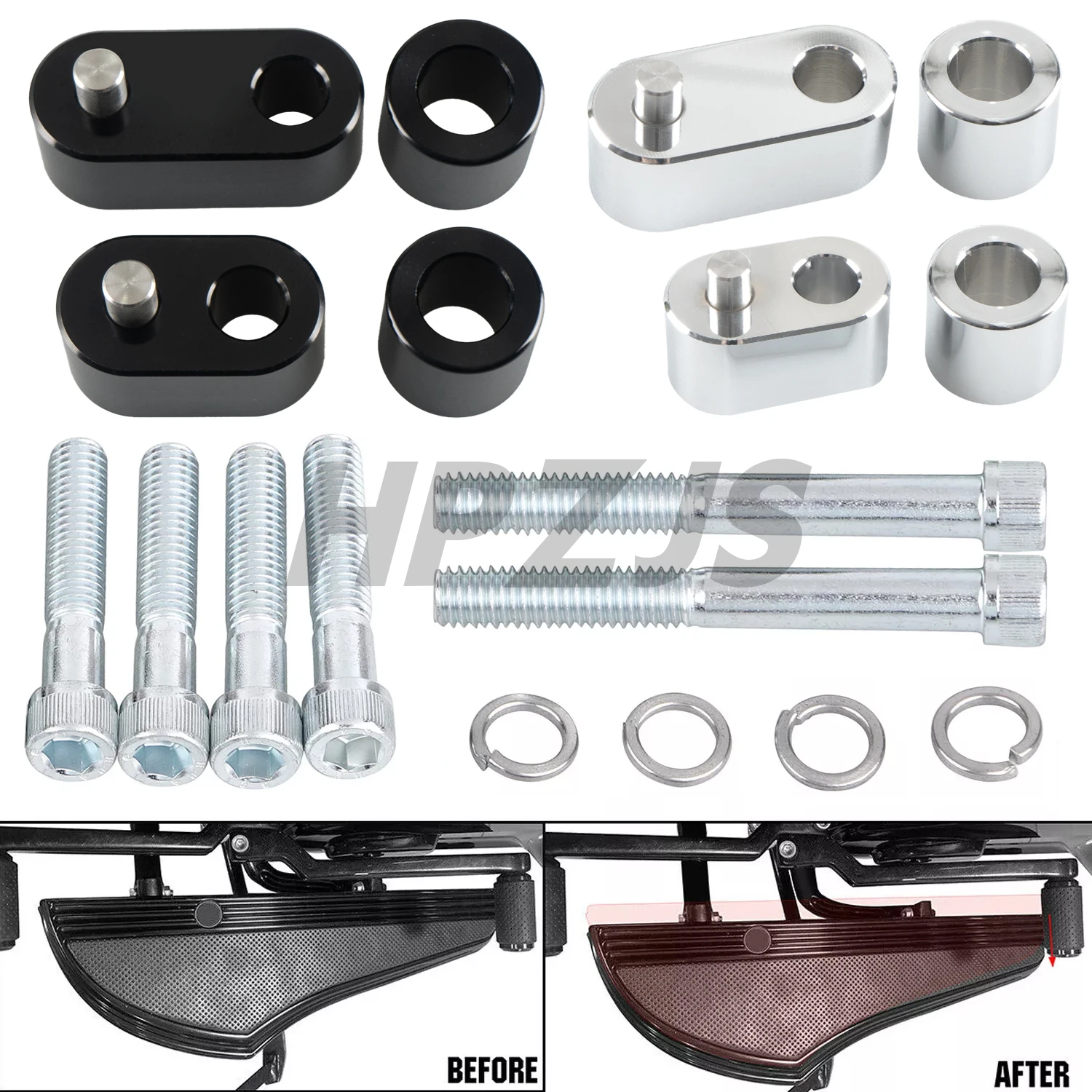 Motocicleta Motorista Floorboard Spacer Kit de Extensão, Harley Touring, Electra Glide, Rua Glide, Road King, Trikes, 3/4"