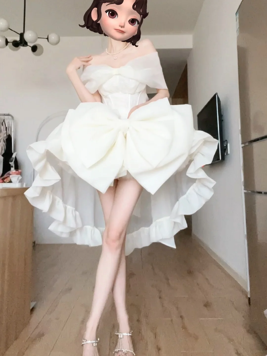 High-End Dress on the Run Tulle Back Big Bow Gorgeous Elegant