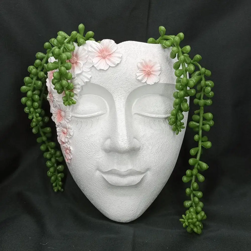 Picture 6: Creative Wall Mounted Facial Flower Pot Rainproof Wall Mounted Resin Succulent Flower Pot Statue Garden Decoration