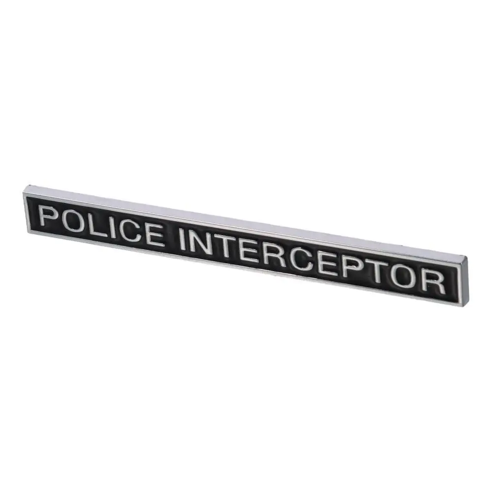 2pcs 5.1inch Police Interceptor Emblem Zinc alloy Black Car Rear Trunk Sticker Decals Letter Style Auto Body Stickers Decor