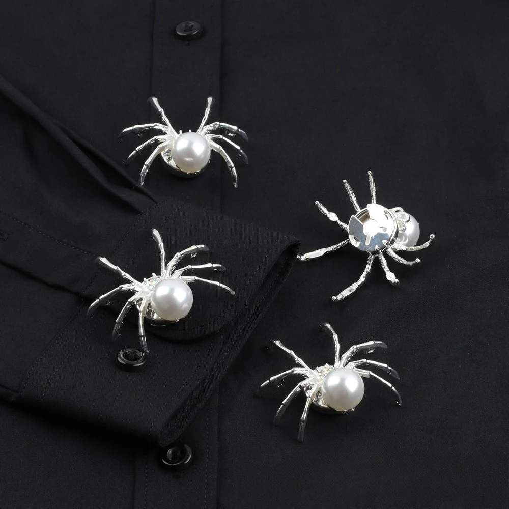 1PCS Cross-border Bestseller Large Spider Pearl Button Cover Alloy Shirt Cufflink Tortoise for Stylish Unique Clothing Decor