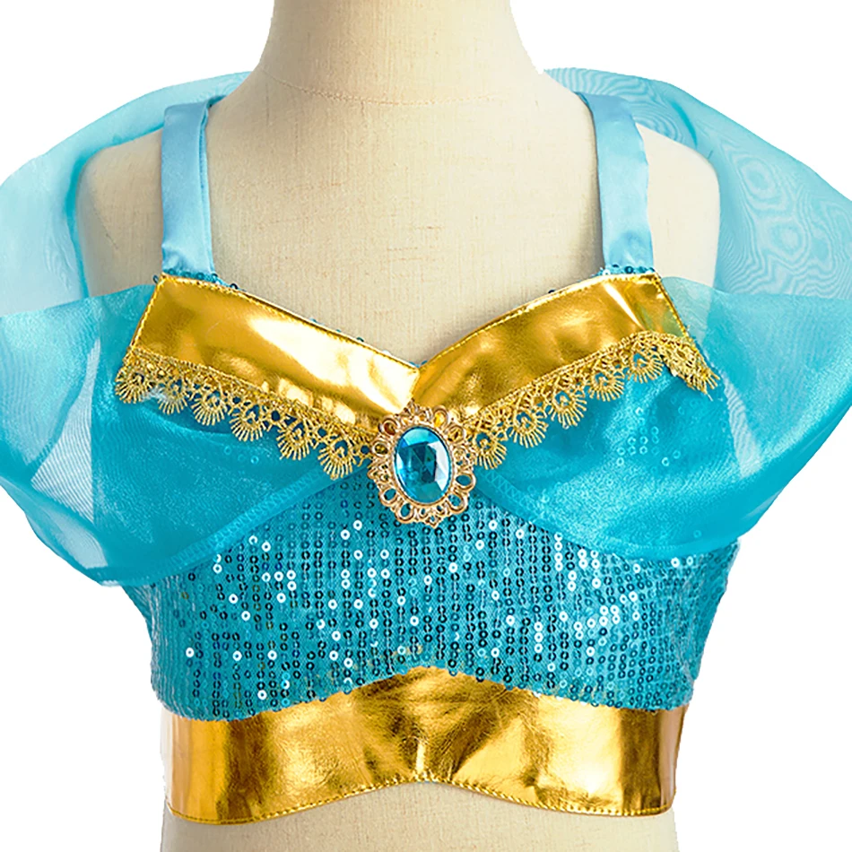 Vestido de princesa árabe para niñas, disfraz de jazmín para Halloween, carnaval, fiesta de Cosplay, disfraz de lentejuelas para desfile