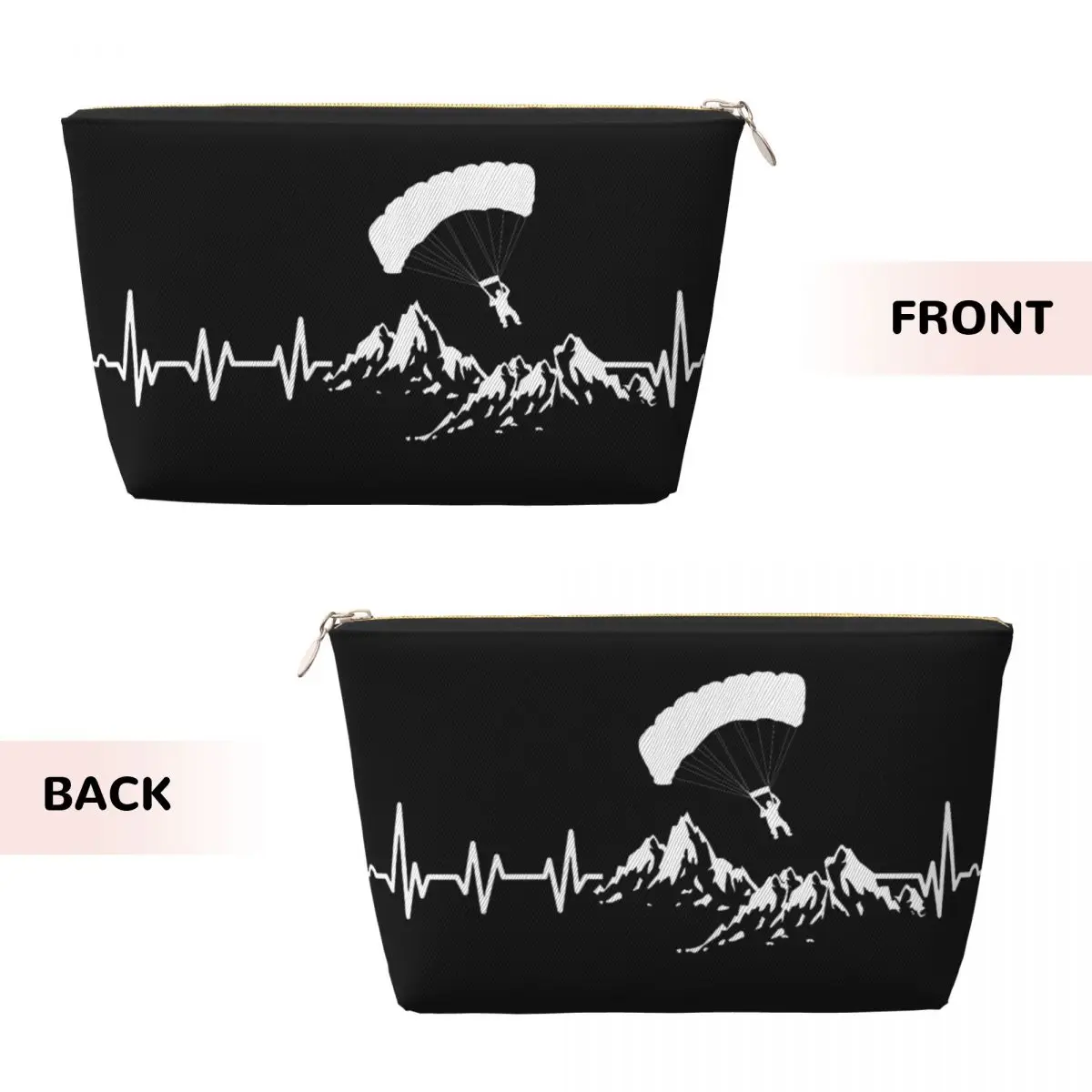 Custom Heartbeat Paraglider Extreme Sports Adventure Paragliding Makeup Bag Travel Cosmetic Organizer Cute Storage Toiletry Bags