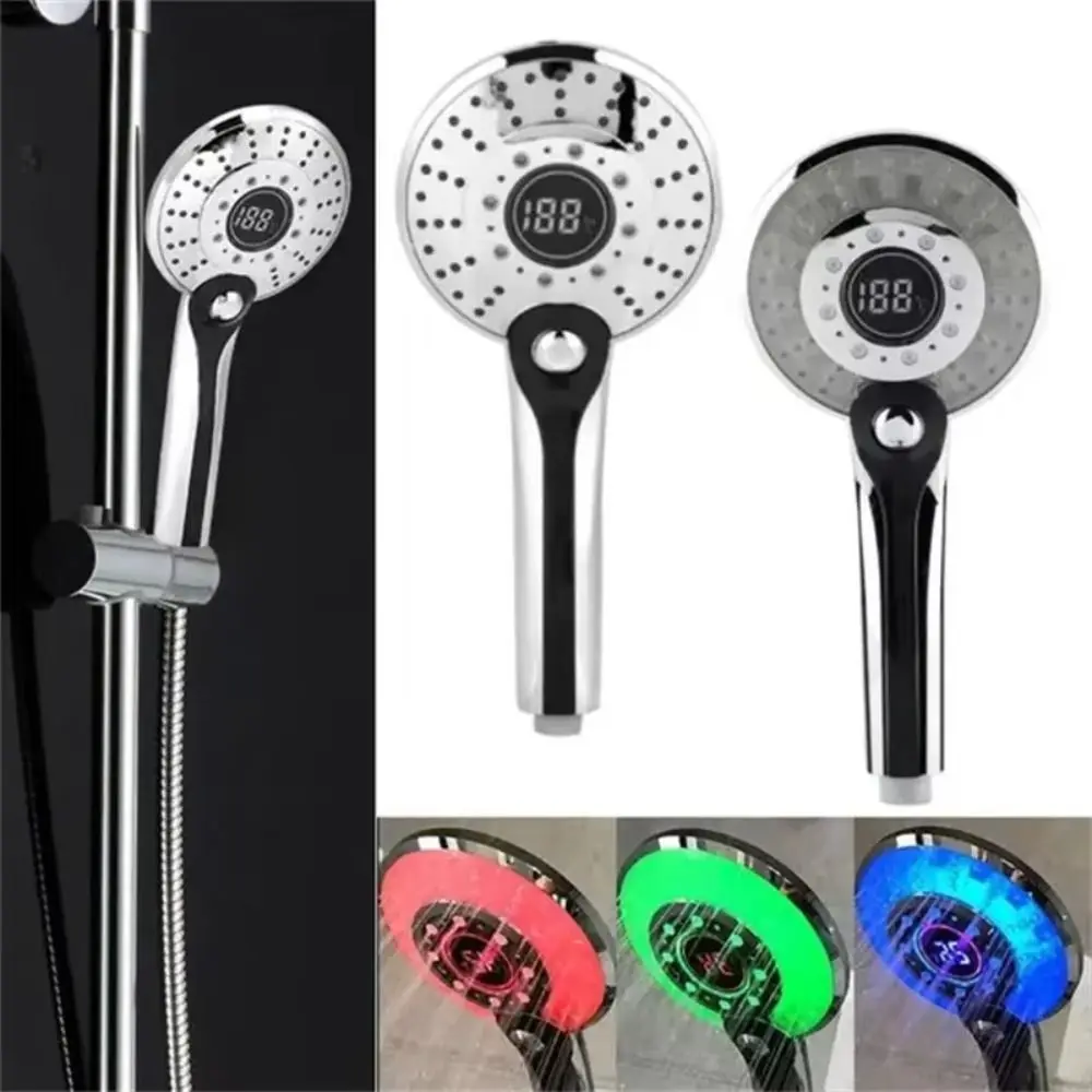 

Temperature Sensor Colorful LED Shower Head Handheld Battery Free 3 Colors Led Faucet Water Power Easy To Install