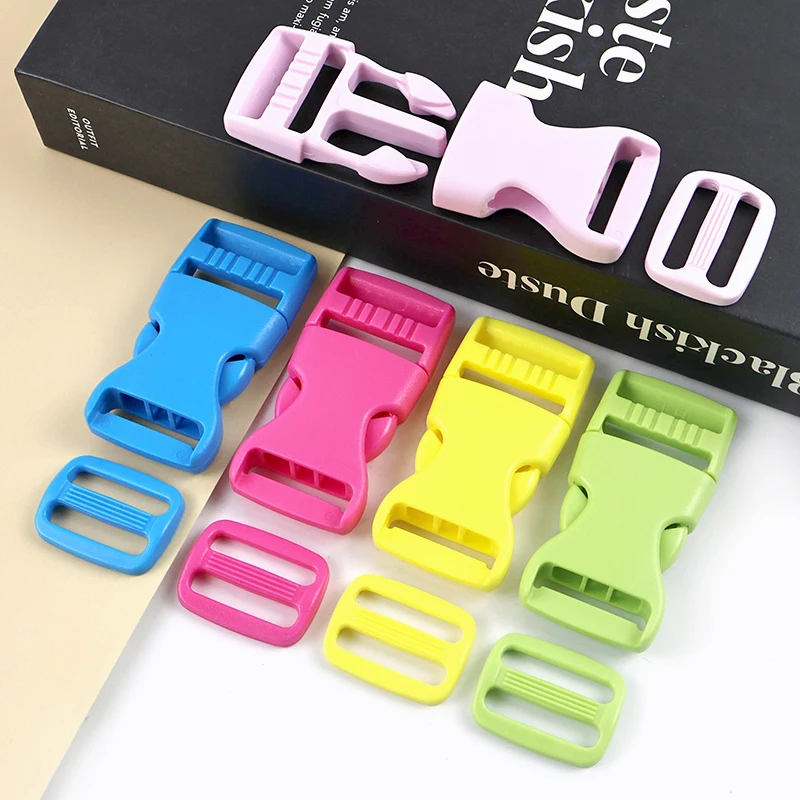 

10/20Sets 15-25mm Plastic Side Release Buckle Tri Glide Slider for Backpack Strap Bag Webbing Pet Collar Adjust Ring Accessories