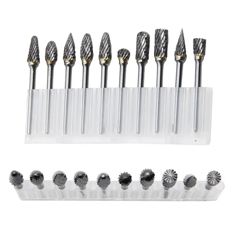 10pc Hard Alloy Rotary File 3*6 Double Grain Tungsten Steel Grind Head Electric Grind Mold Woodwork Grinding File Tool Set