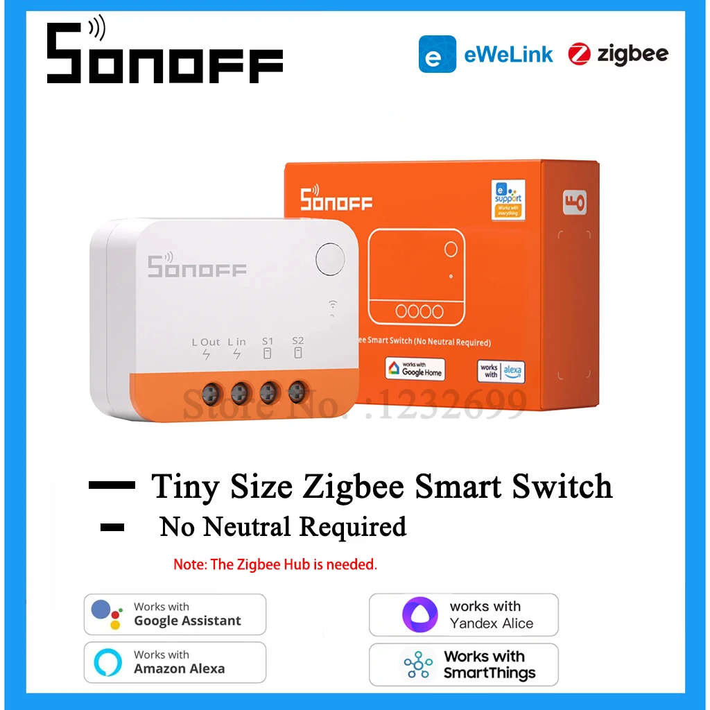 

SONOFF ZBMINIL2 Zigbee Switch No Neutral Wire Required Wireless 2 Way Live Wire Module Switch Smart Home eWeLink APP Control