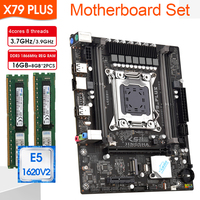 X79 PLUS Motherboard LGA 2011 assembly Set kit E5 1620 V2 CPU +16GB（2*8GB)1866MHz DDR3 ECC RAM Support Dual Channels NVME M.2