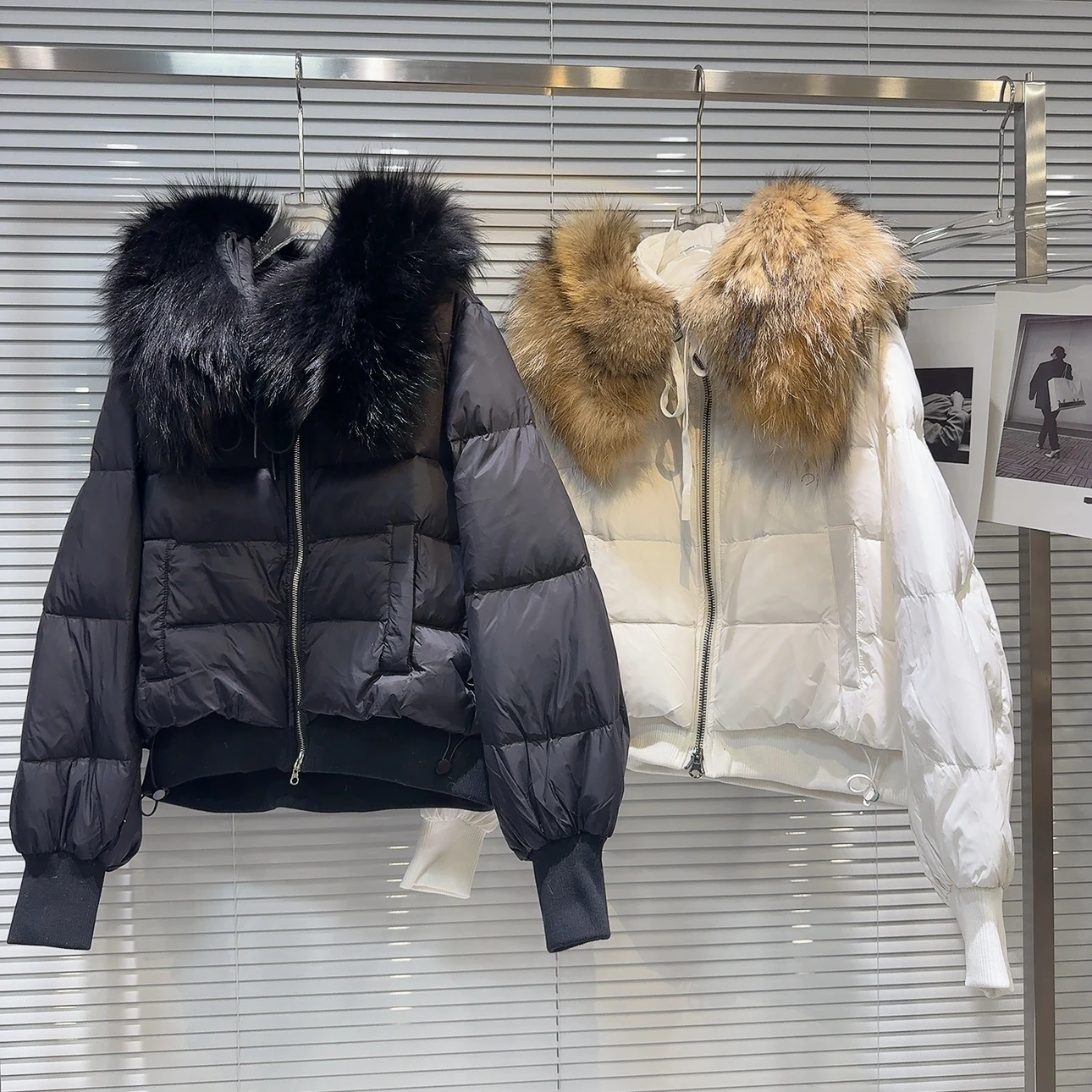 

Warm Cotton Jaet Coat Hooded Zipper Pure Color Thiened Winter New Arrival Big Fur Collar Women's Faion Outerwear