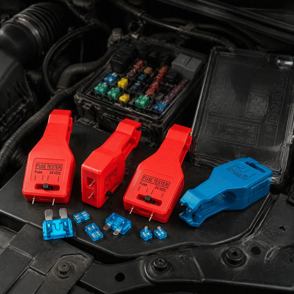 Diagnostic Fuse Tester DC 24V Removal Tool Fuse Detector Tool With LED Lights Red Blue Electrical Diagnostic Tool Universal