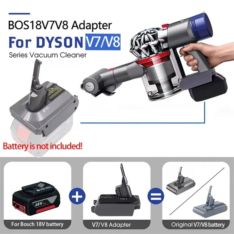 HAKSINKY BOS18V7V8 Battery Adapter for Bosch 18V Li-ion Battery BAT609 BAT618 Convert To for Dyson V7 V8 Series Vacuum Cleaners