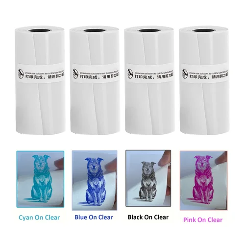 Imagen 1 del producto Papel adhesivo transparente de Color, Mini papel térmico autoadhesivo transparente para impresora portátil T02/M02 para notas, álbum de recortes, diario