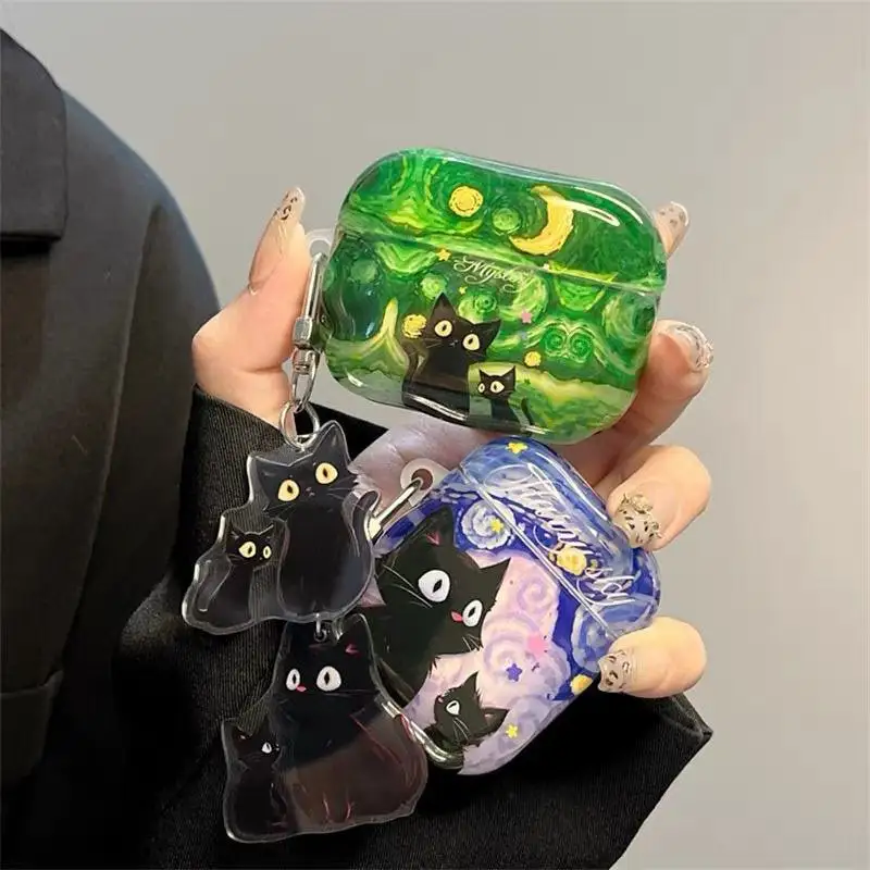 

3D Cute Cartoon Cat Headset Protective Case for AirPods 4 3 2 1 Pro 3 Pro 2 Protective Sleeve Earphone Cover Accessories