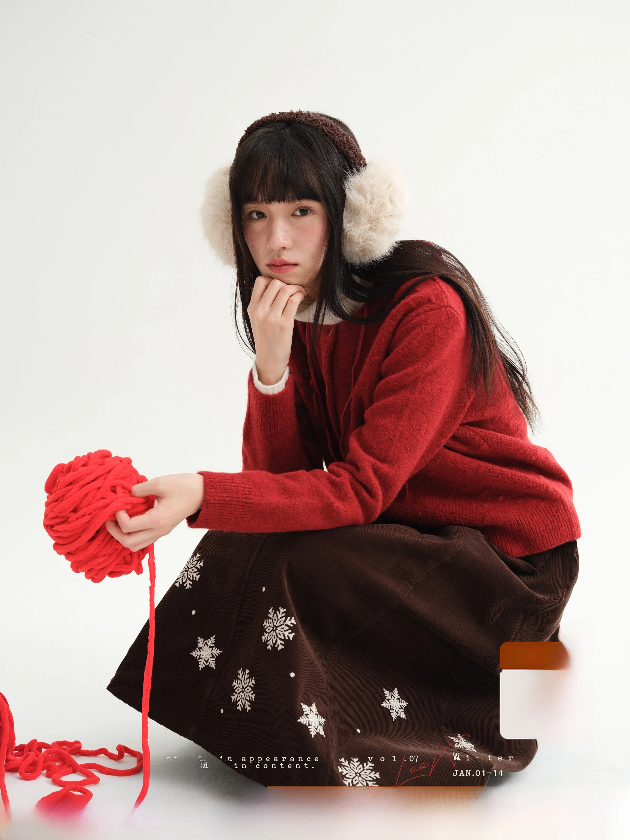 

Snowy Night Embroidered Corduroy A-Line Skirt Artistic Sle High Waist Warm Cotton Daily Wear Ladies' Skirt L54Y704