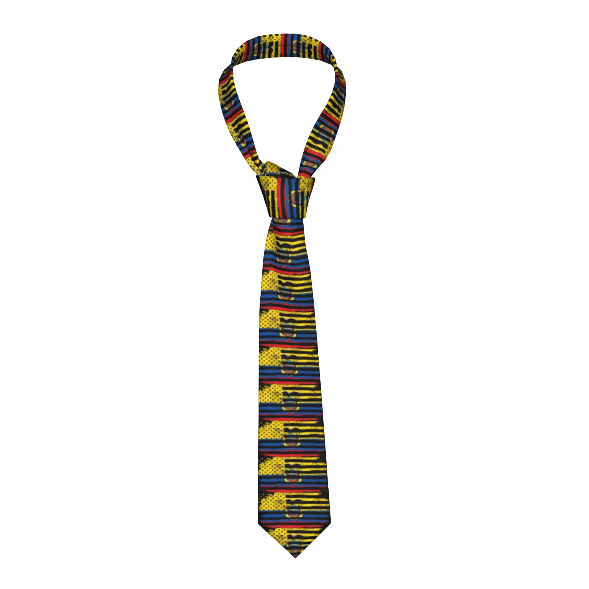 Ecuador USA Flag Tie  Business Neck Ties Men Retro Trendy Necktie Accessories Quality Graphic Collar Tie