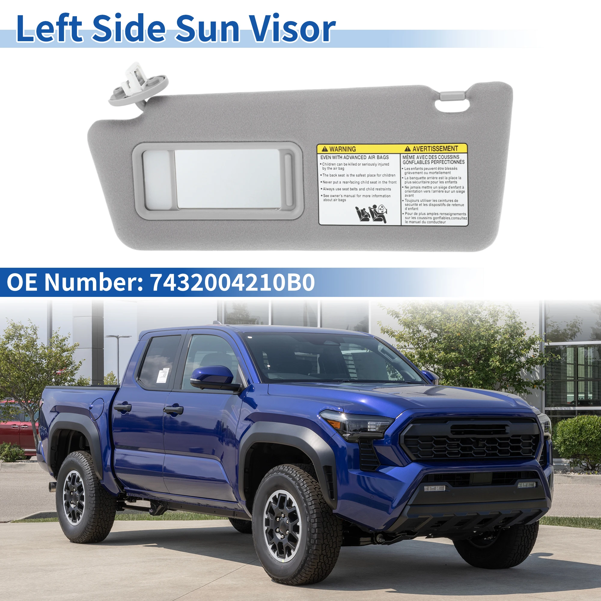 

UXCELL Left Driver Sun Visor for Toyota Tacoma 2005-2015 Gray w/ Vanity