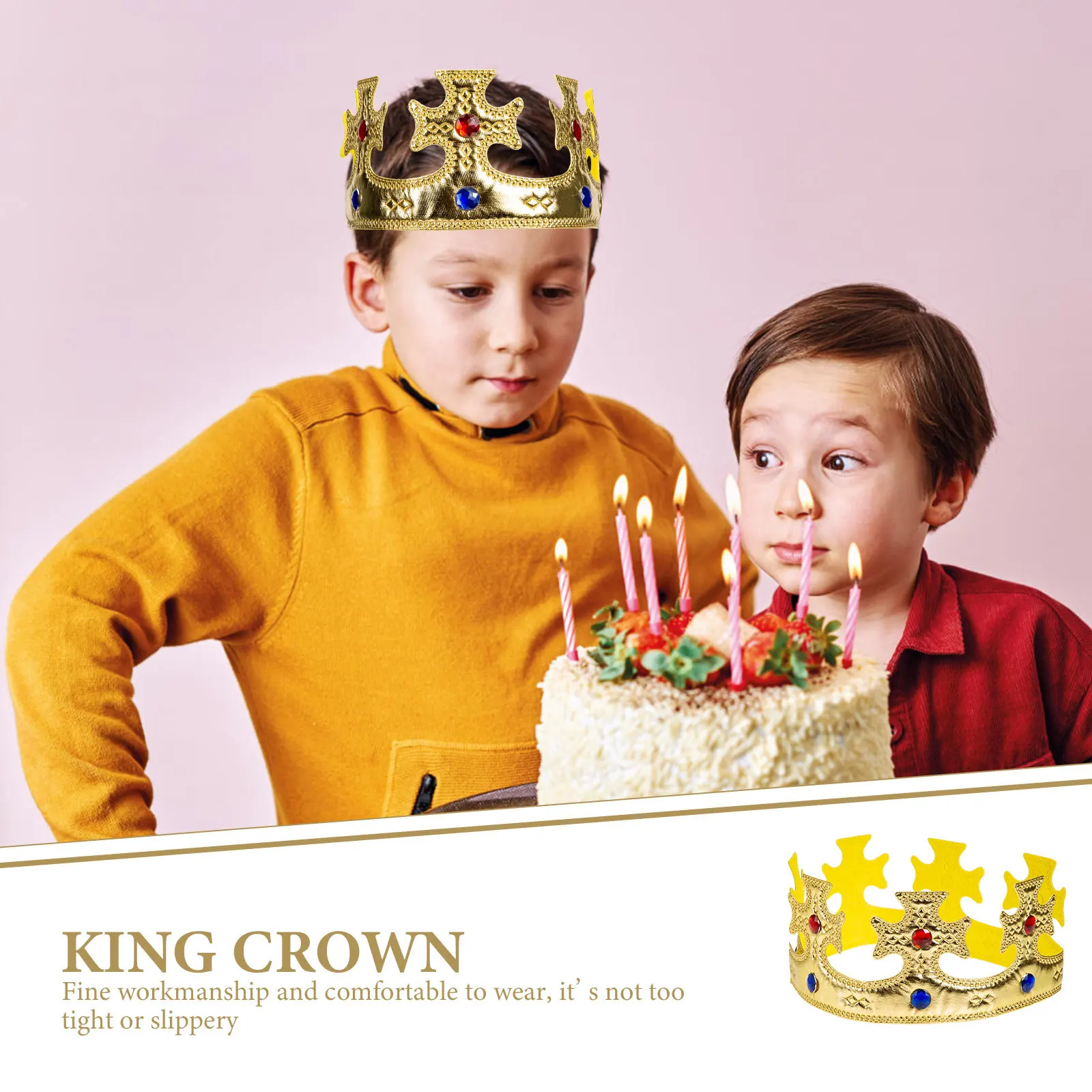 

Prince Crown King Headgear Birthday Party Halloween Cosplay Costume Plastic Gems Decor Prom Stage Performance