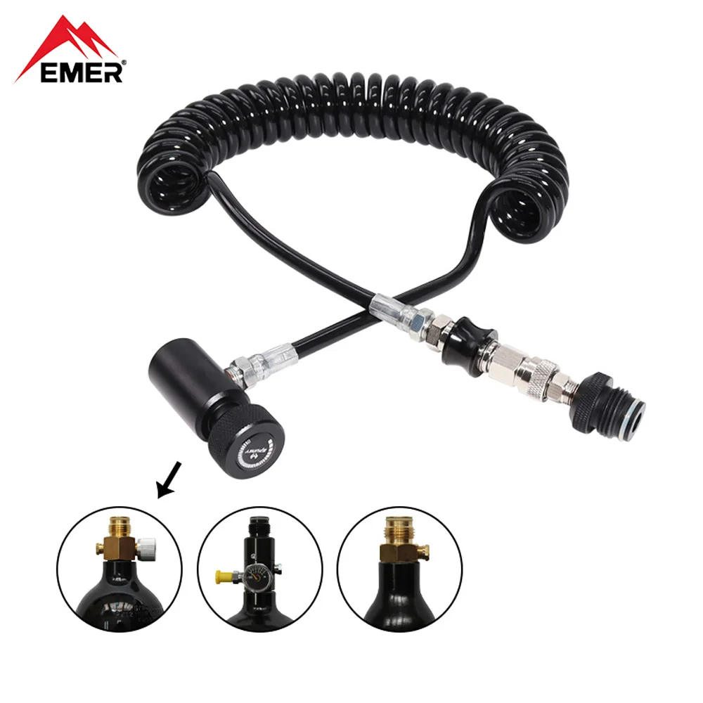 

EMER HPA Coil Remote Hose Line G1/2-14 Valve For Paintball With Slide Check and 8MM Quick Disconnect with Adjustable Pin