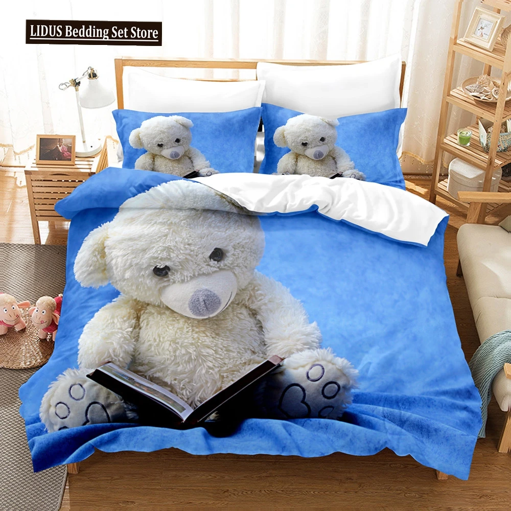 

3D Printed Cute Bear Duvet Cover Set With Pillowcase Polar Bear Bedding Sets Comforter Cover Wild Animals Bed Set Queen Size