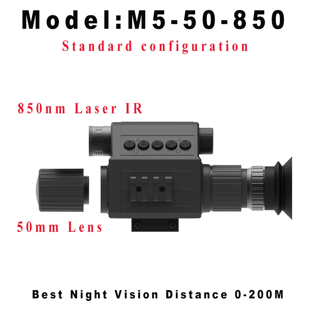 Megaorei M5 nachtzichtgeweerkijker, monoculaire jachtcamera, optiekvizier, 850 nm 940 nm infrarood invullicht