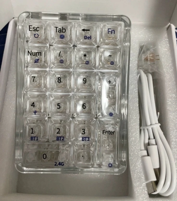 Wireless Tri-Mode Numeric Keypad Transparent Shell Custom Mechanical Switch Number Keyboard