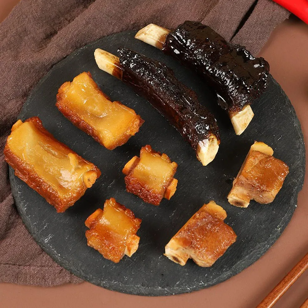 1 pieza de modelo de costilla de cerdo simulada con salsa estofada, accesorios para fotografía de alimentos, accesorios de muslo de pollo, adornos decorativos para platos de restaurante