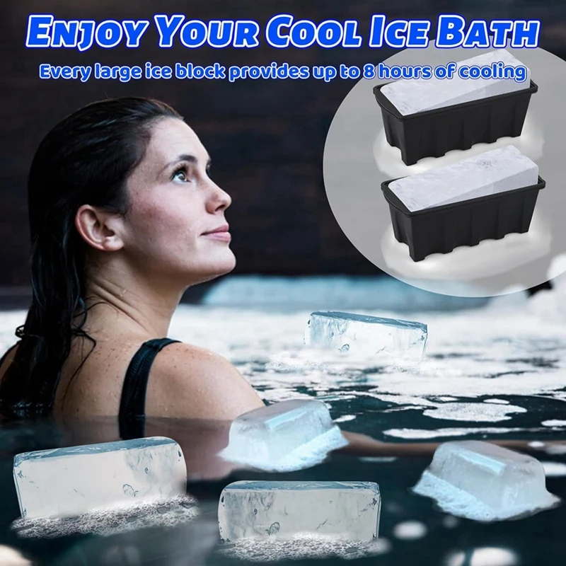 New 2Pcs Large Ice Molds For Ice Bath,Reusable Ice Block Molds For Cold Plunge Tub,Silicone Molds With Double Thickened Edge