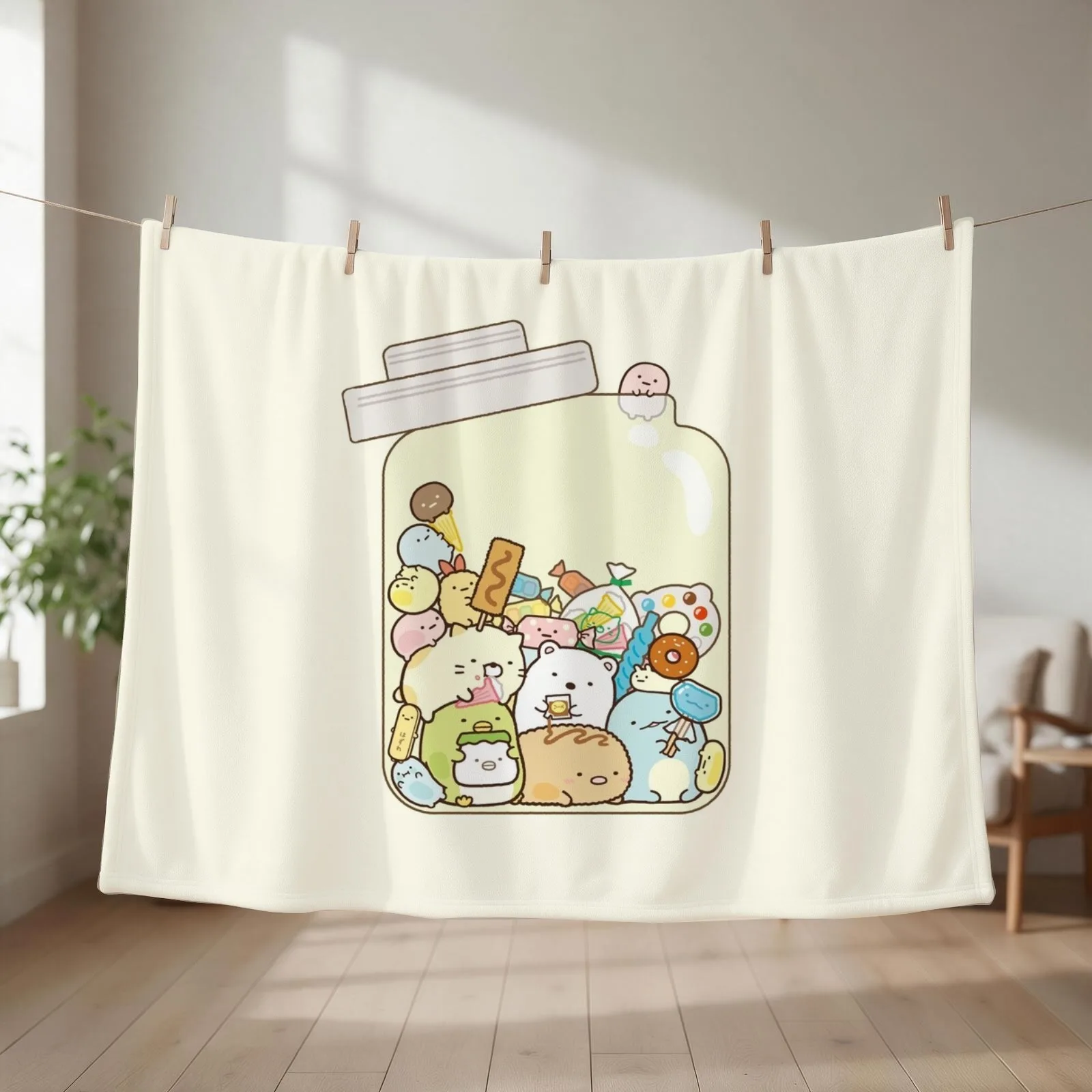 Sumikko Gurashi In a Jar Throw Blanket couch cozy soft plush fuzzy picnic outdoor blanket