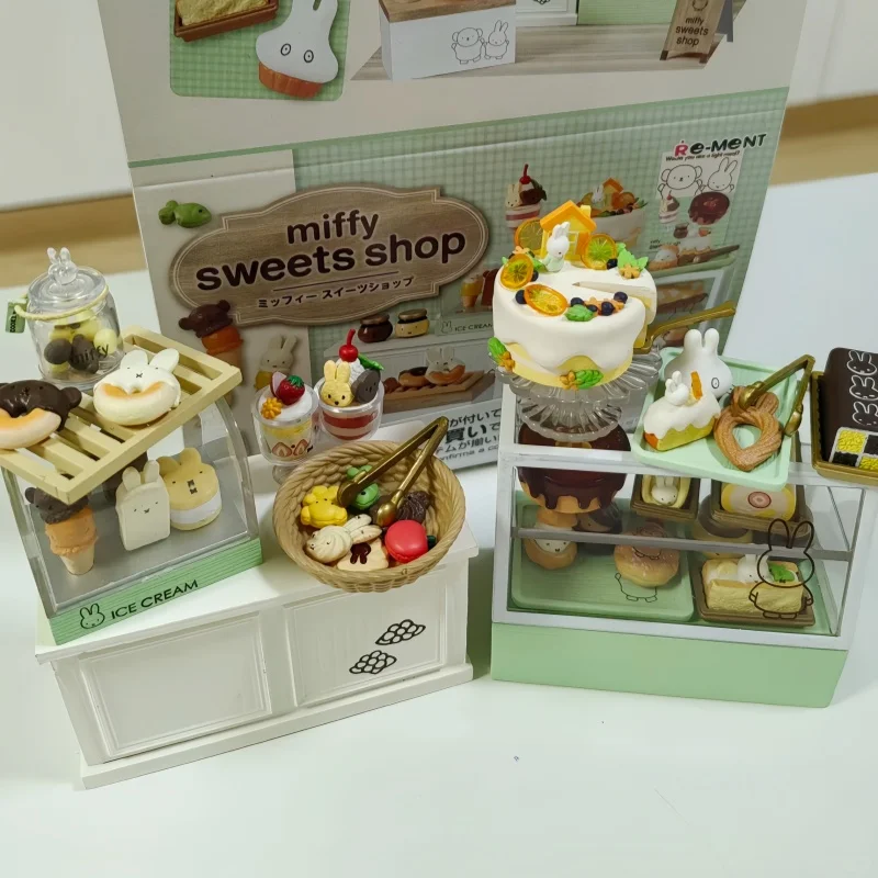 

Hot Re-Ment Miffy Sweets Shop Rabbit Dessert Candy Shop Miniature Ornaments Anime Figure Model Toys Gifts For Kids Anime Lovers