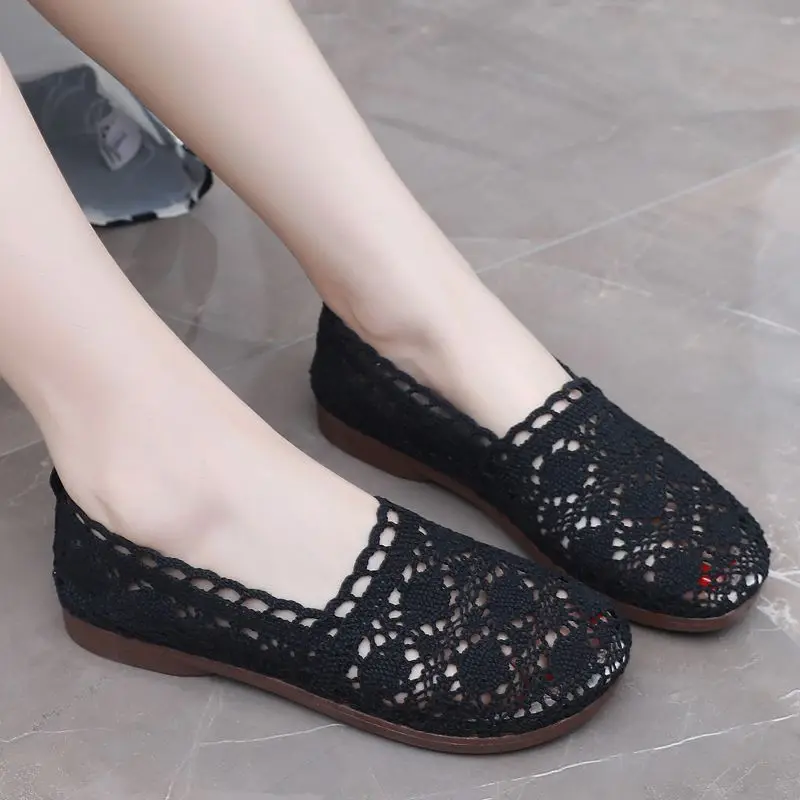 

Summer Hot Selling Women's Lace Breathable Mesh Flat Shoes Casual Comfortable Hollow-out