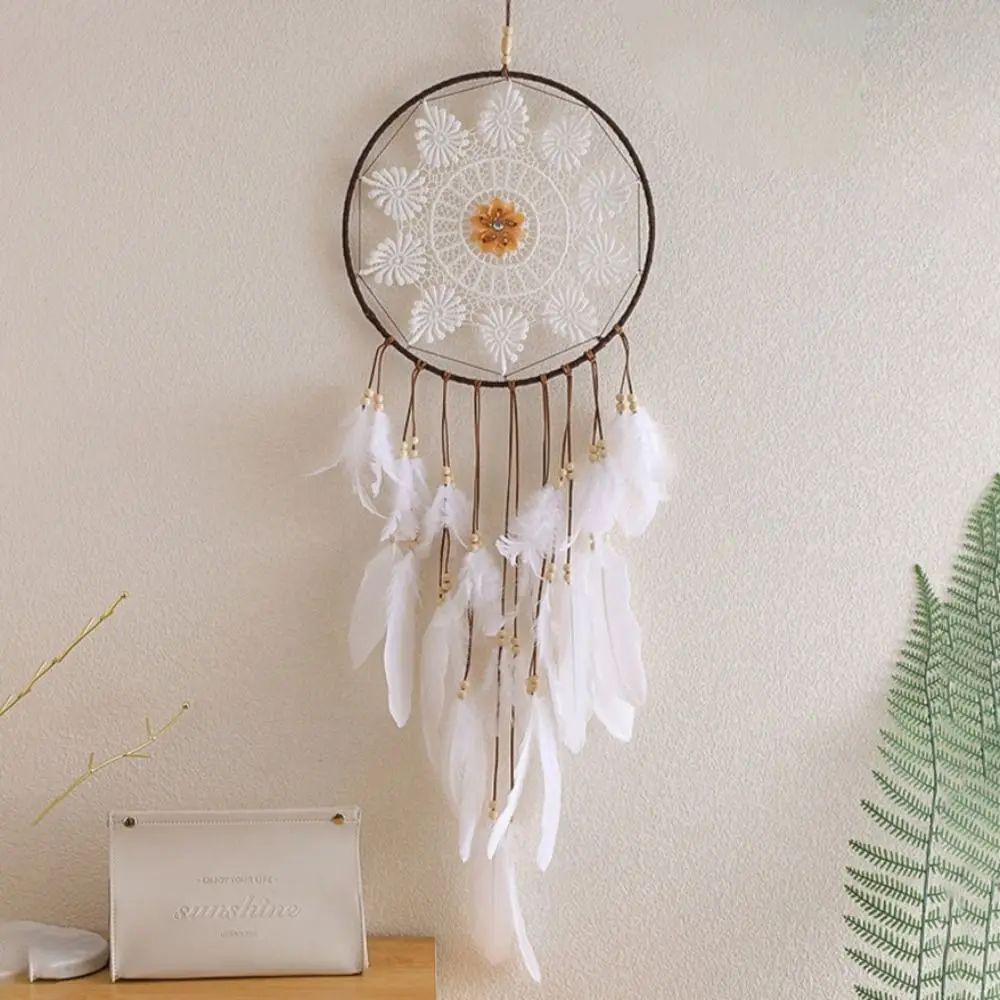 

Craft Handmade Dream Catcher Creative With String Lights Wall Hanging Pendant Stylish Exquisite Wind Chimes Home