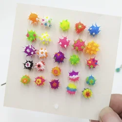 32 Patterns Japanese Korean Style Colorful Silicone Ball Earrings For Girls Teens Childlike Piercing Earrings Stud Children Gift