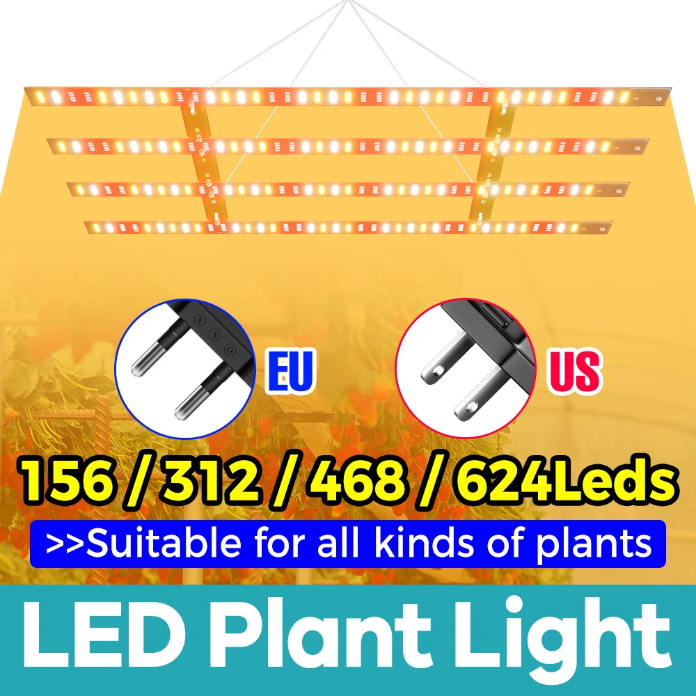 624Leds Full Spectrum Plant Growth Fill Light Quantum Board Sunlight 100-277V Greenhouse Tent Hydroponic Fruits Cultivation Lamp