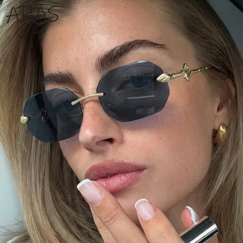 

Vintage Punk Square Rimless Sunglasses Women 2026 Luxury Brand Trendy Change Color Sun Glasses For Lady Metal Frame Shades UV400