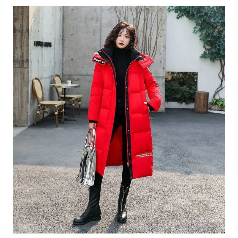 Winter Warm Long Down Jacket Women White Duck Down Coat Hooded Coldproof Super Heat Windproof Outerwear Snowsuit Long Sleeve New