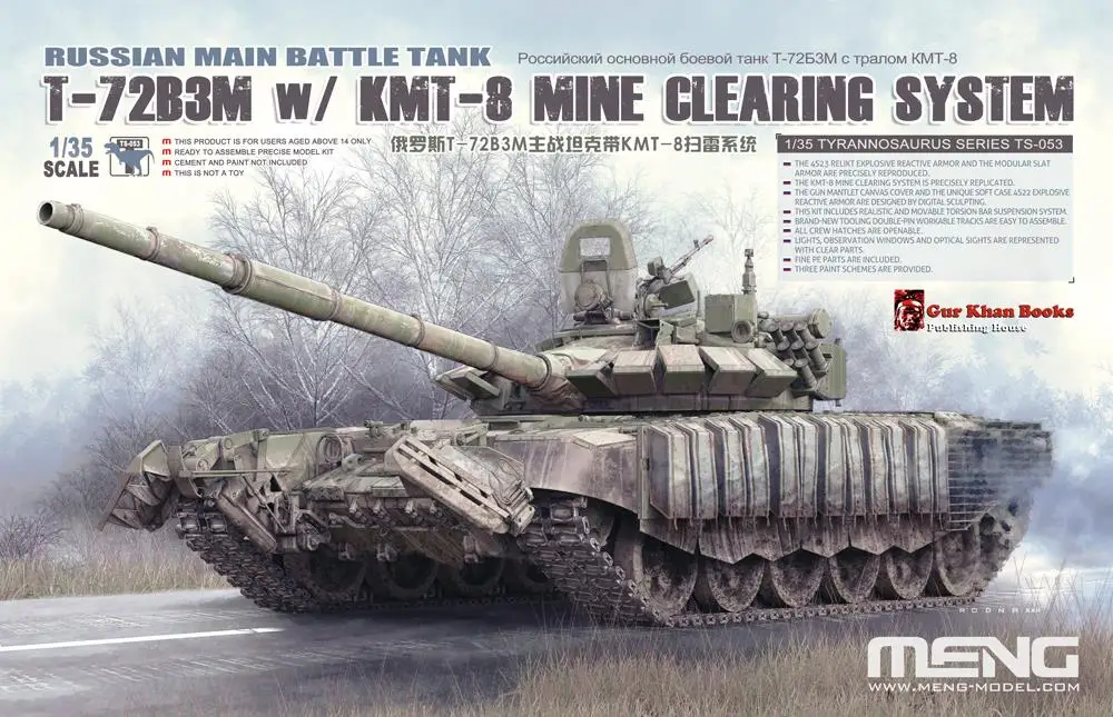 Meng Assembly Tank Model Kit  TS-053 Russian T-72B3M w/ KMT-8 Mine Clearing System 1/35