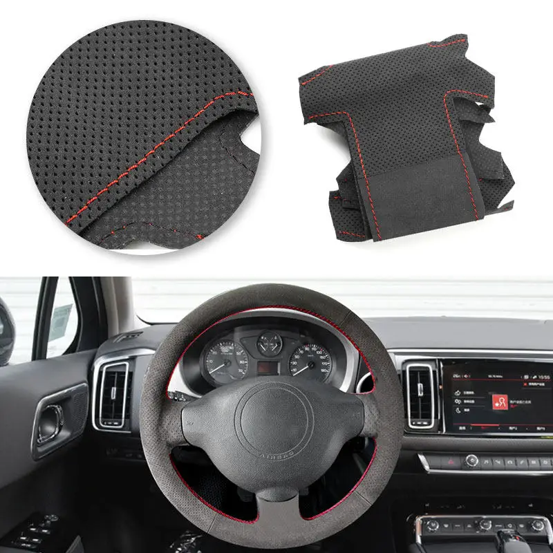 Car Interior Steering Wheel Suede Leather Cover Trim For Citroen Berlingo Jumpy 2009-2016 Toyota Proace 2013 2014 2015 2016