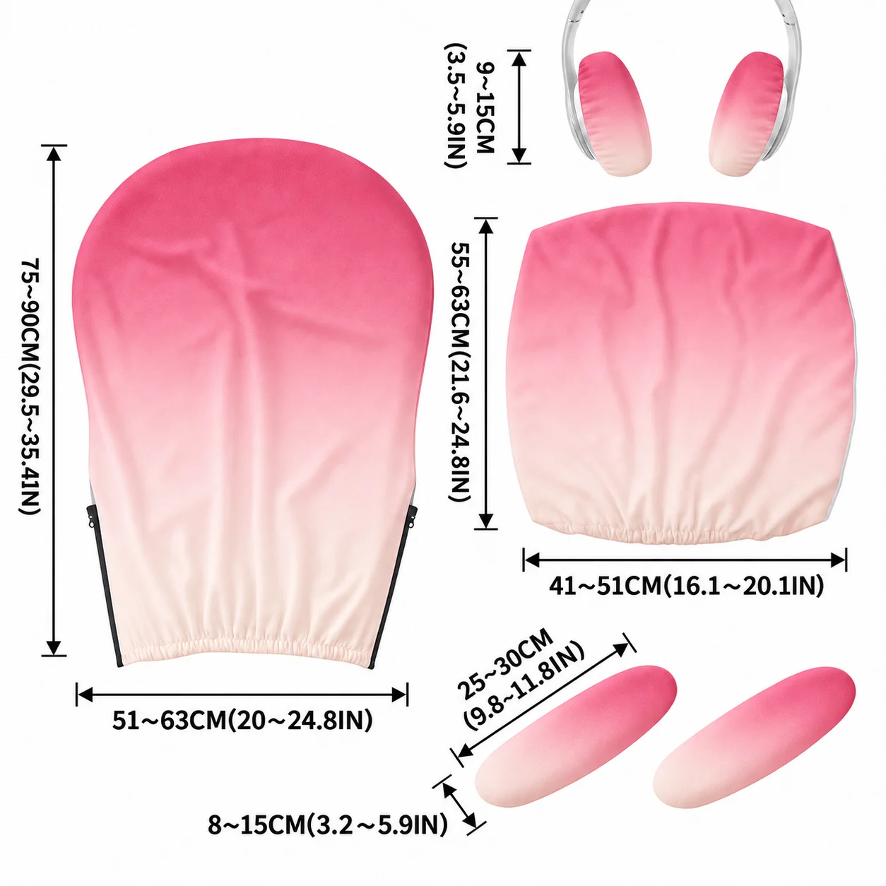 Custom Gaming Chair Cover Stretch Seat Back Armrest Slipcovers with Headphone Earpad Covers for Bedroom Home Office Gaming Decor