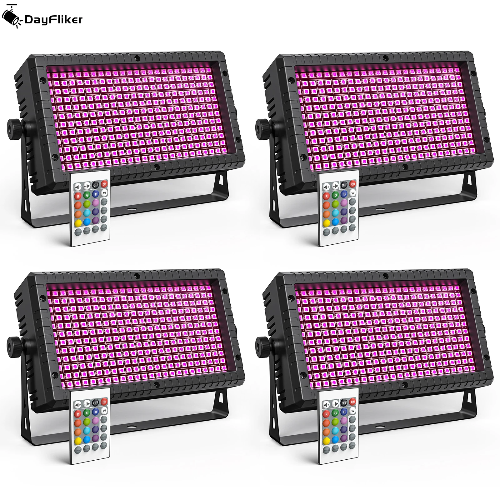 

DayFlicker 4Pcs 60W Mini LED Strobe RGBW 4in1 Wallwasher Light By DMX512(10CH) Voice Control for Party Building Concert Disco DJ