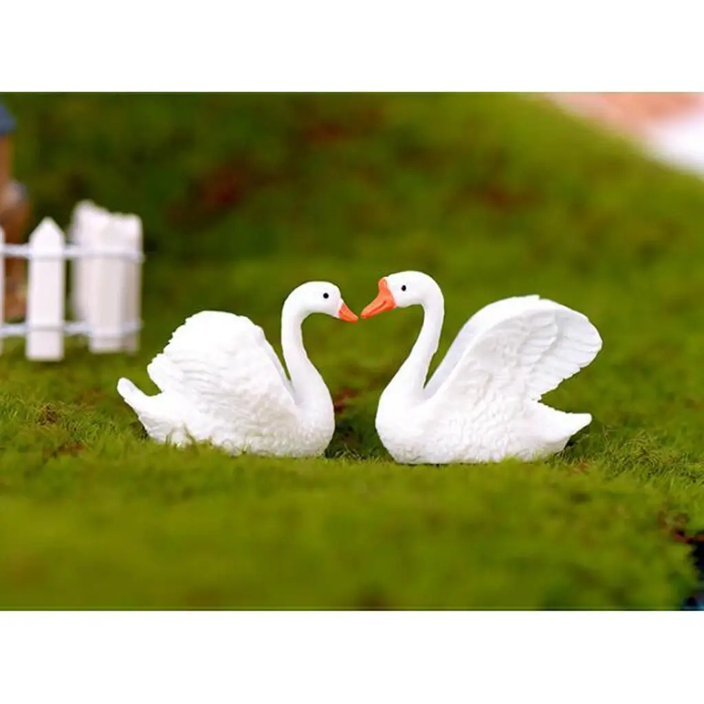 Animals Miniature Ornaments Swan Resin Craft Fairy Garden Decor for Dollhouse Landscaping Decoration